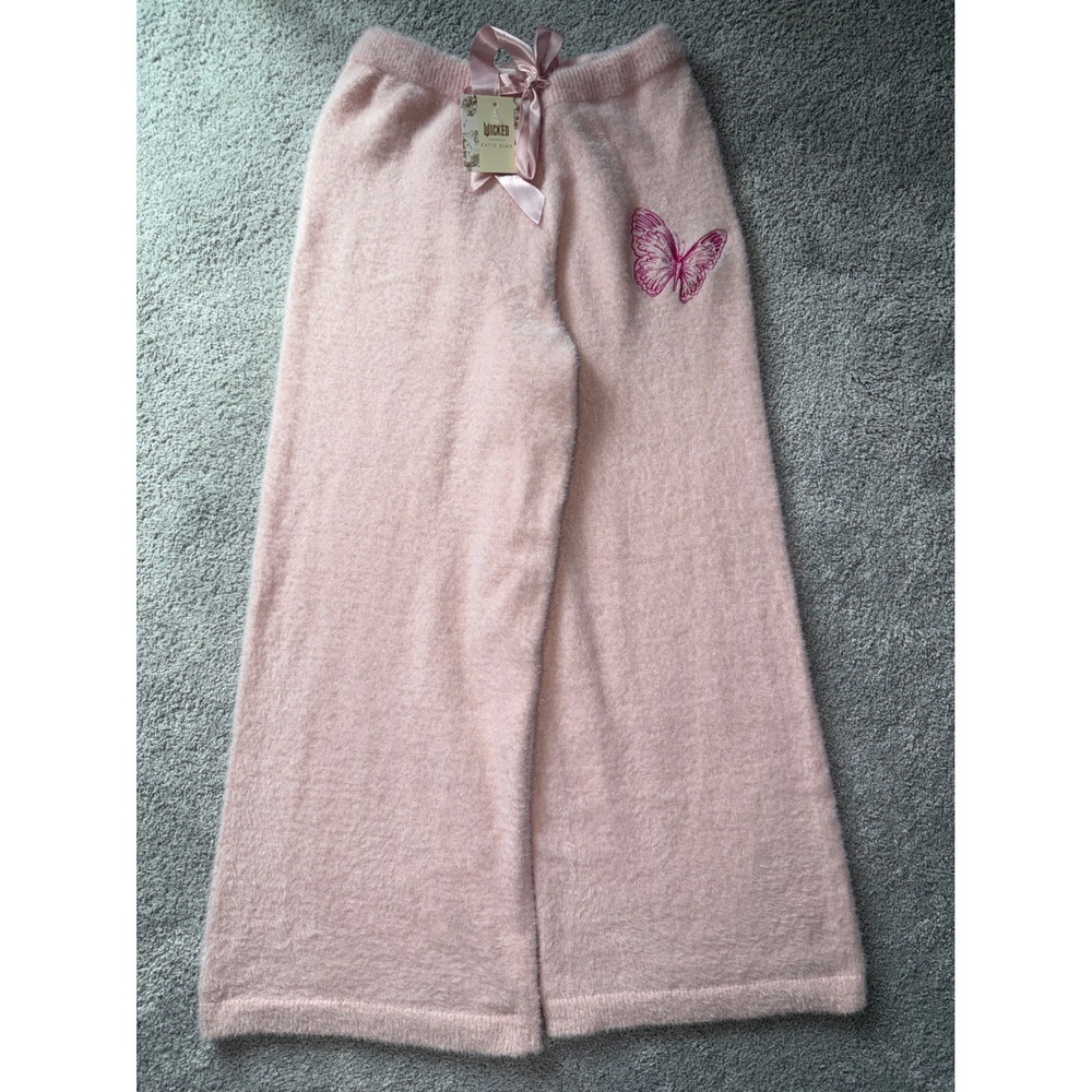 Wicked x Katie Kime Glinda Butterfly Eyelash Knit Lounge Pants‎ Pink XL NWT